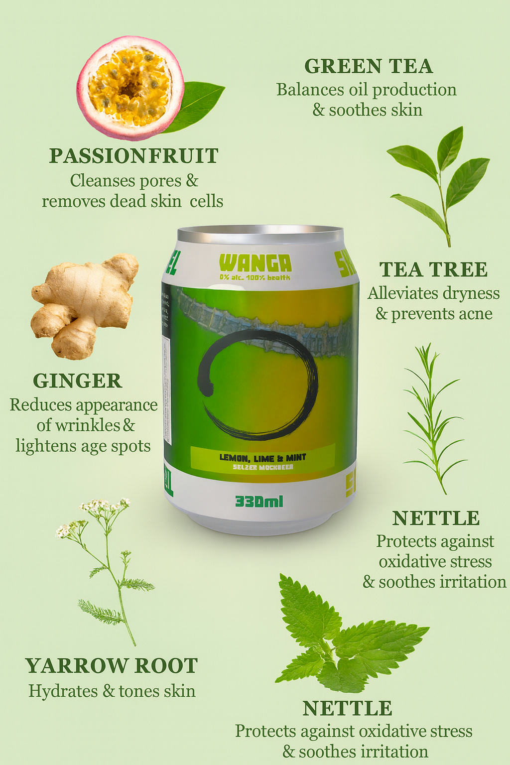 Skin Fuel - Passionfruit & Green Tea - For Clear Skin / Acne Soul Selzer - 330ml